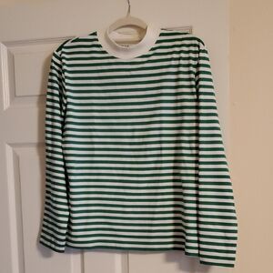 Almost New COS long leaves t shirt(green and white)